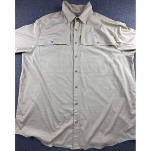 Solaris Shirt Mens 3XT Tan Checked Button‎ Up Short Sleeve Vented Pockets Hiking